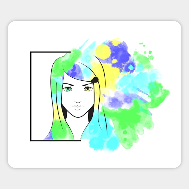 Watercolor Girl Magnet by COLeRIC